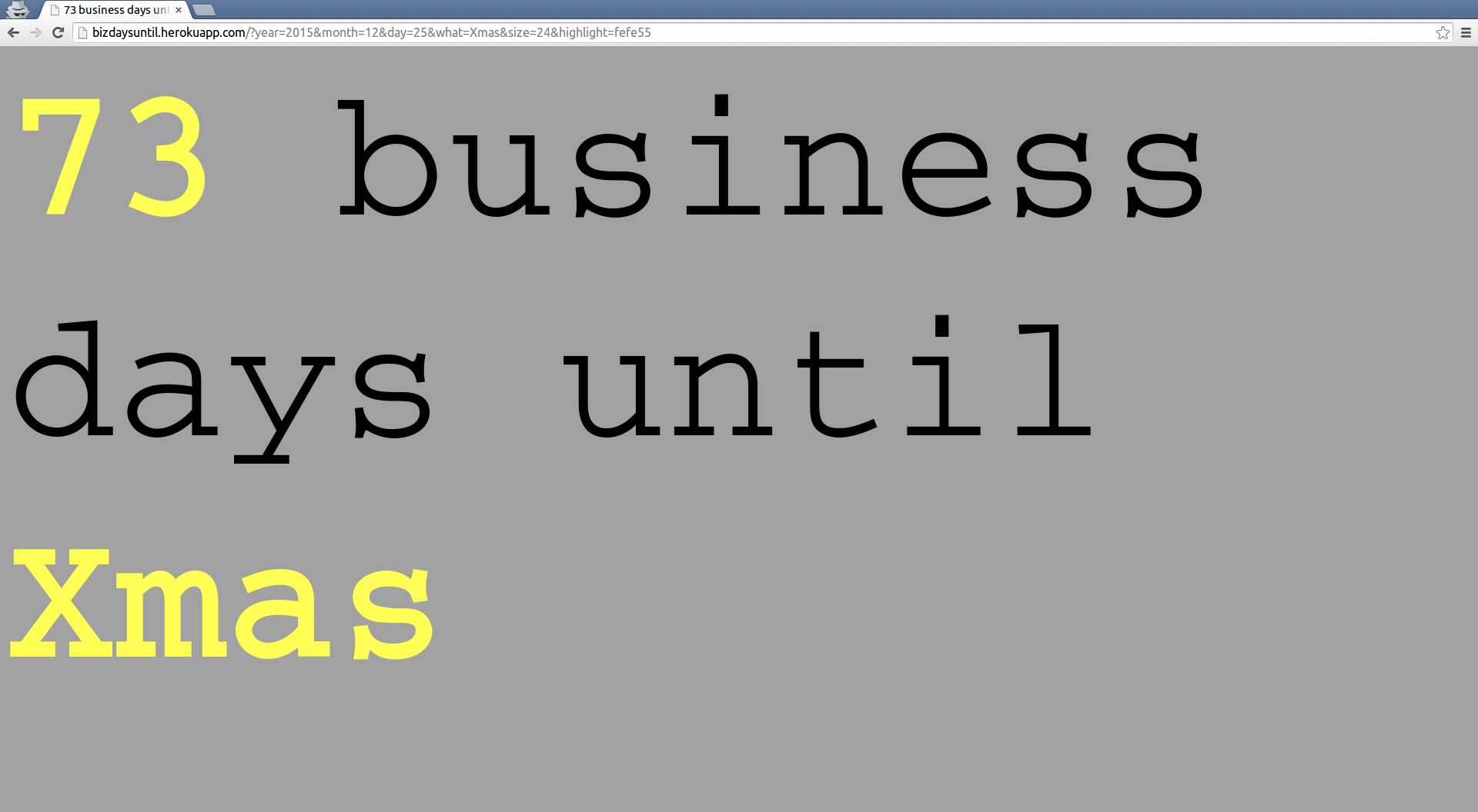 business days until Xmas